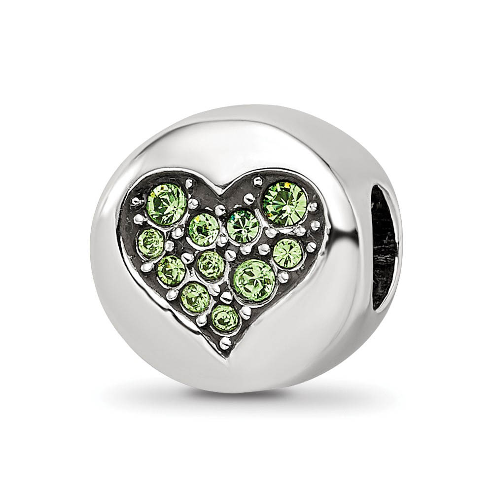 Sterling Silver with Crystals August Heart Strength Bead Charm