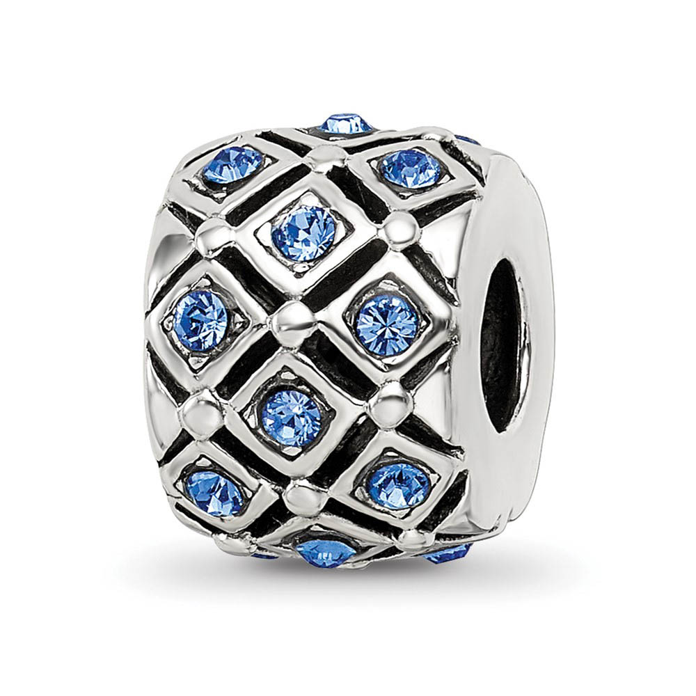 Sterling Silver with Blue Crystals September Lattice Bead Charm