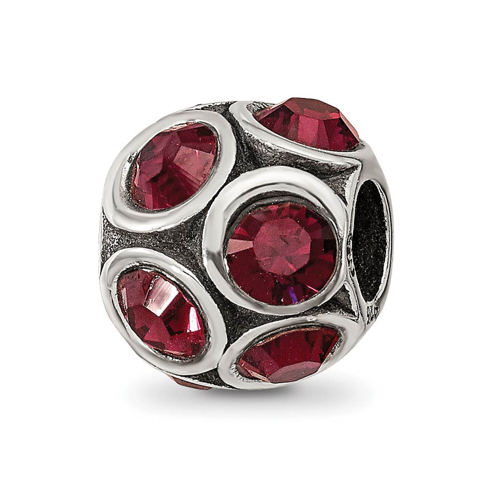 Sterling Silver with Red Crystals January Bubble Bead Charm