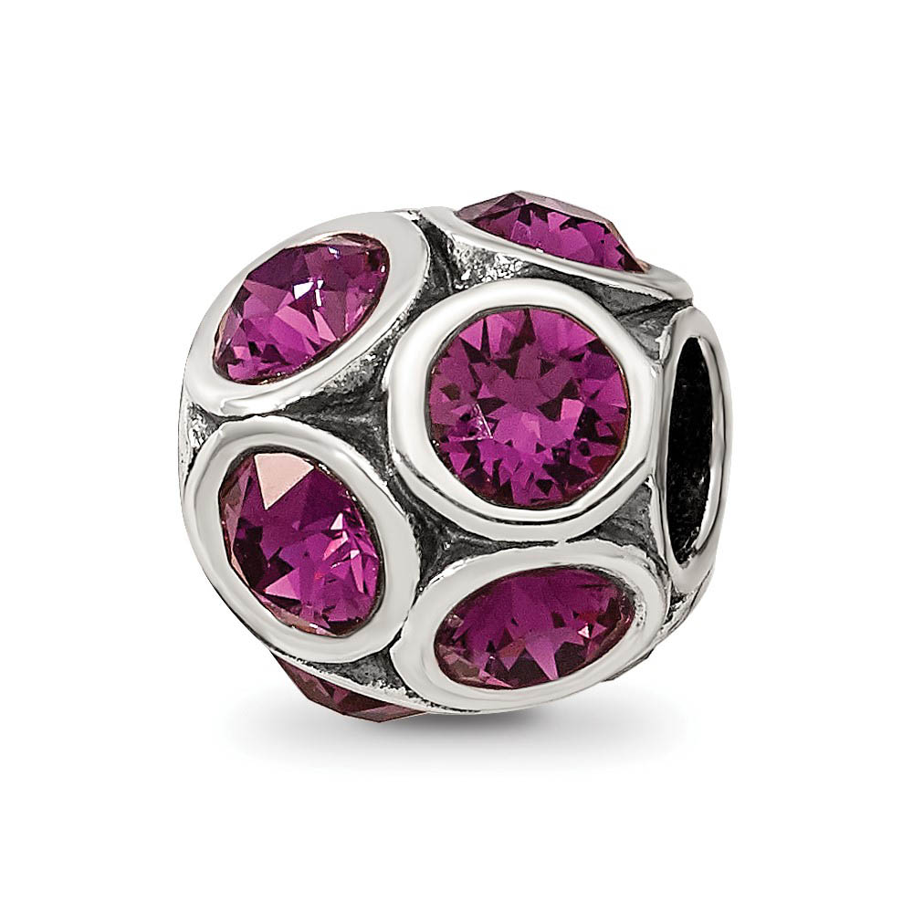Sterling Silver with Purple Crystals February Bubble Bead Charm