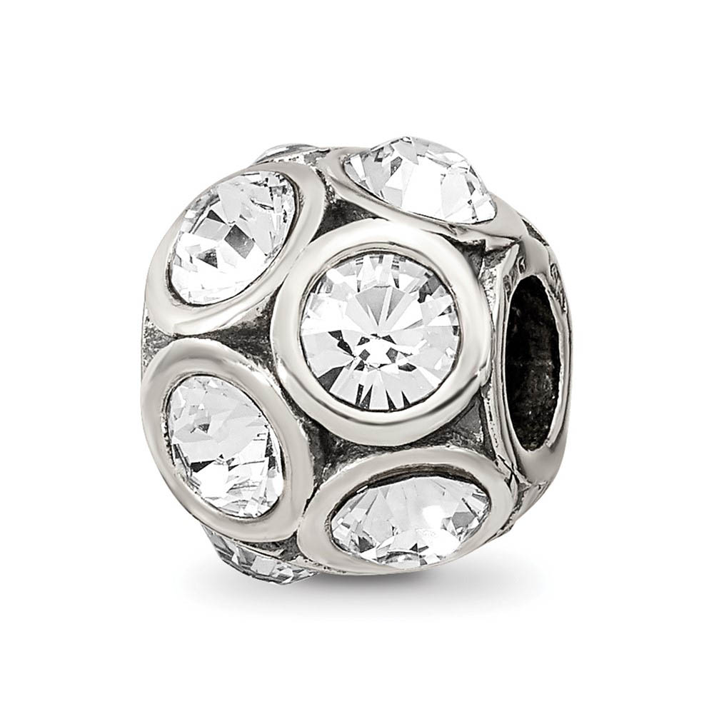 Sterling Silver with White Crystals April Bubble Bead Charm