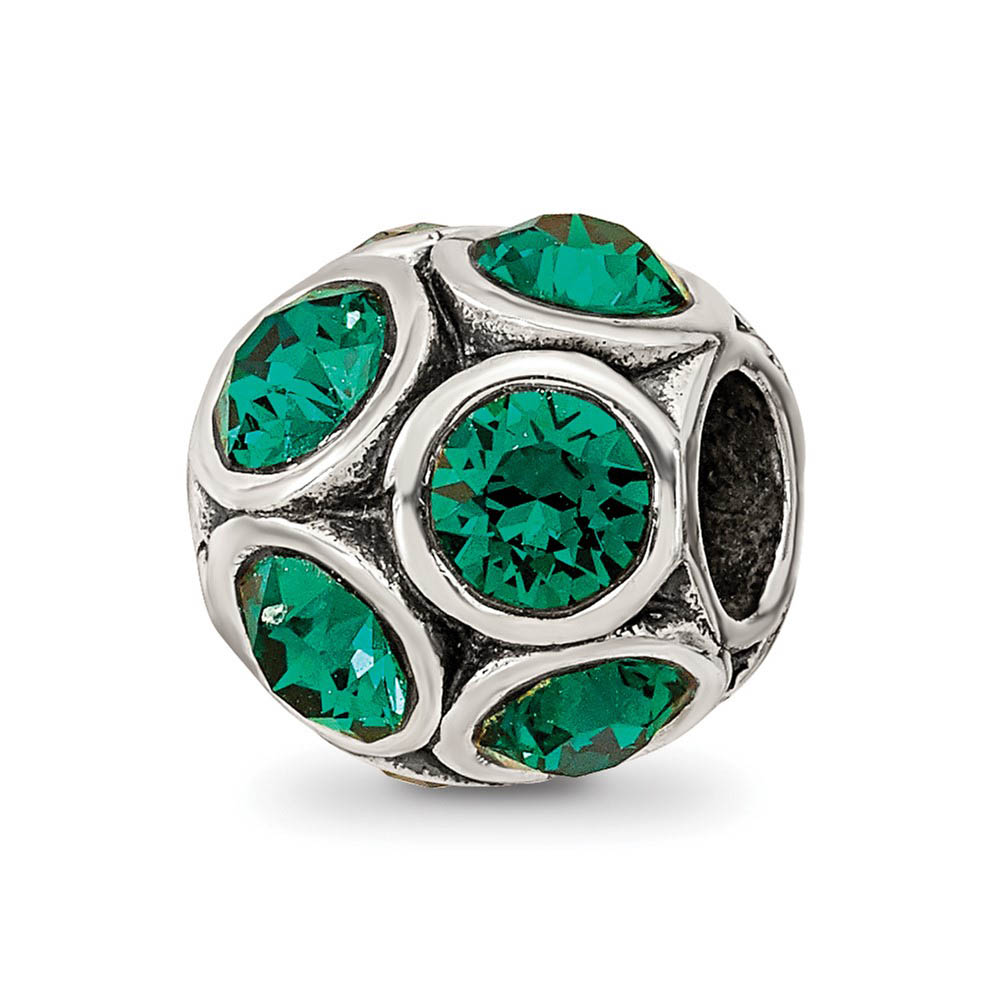 Sterling Silver with Green Crystals May Bubble Bead Charm