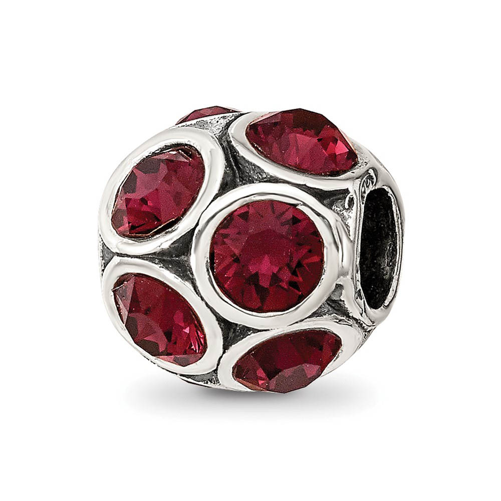 Sterling Silver with Crystals June Raspberry Bubble Bead Charm