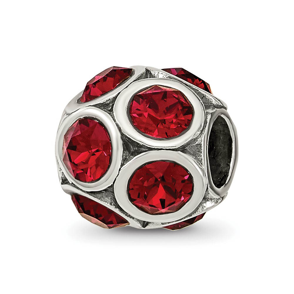 Sterling Silver with Crystals July Dark Pink Bubble Bead Charm