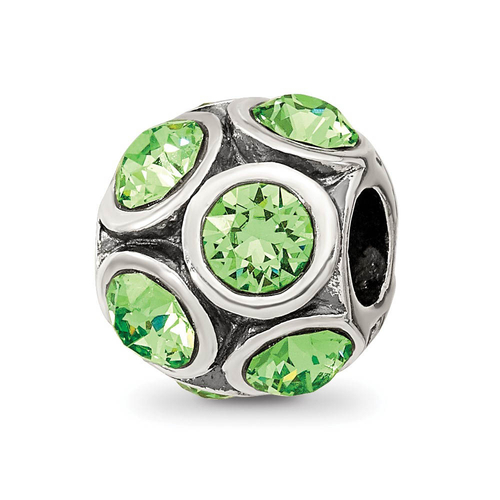 Sterling Silver with Green/Yellow Crystals August Bubble Bead Charm
