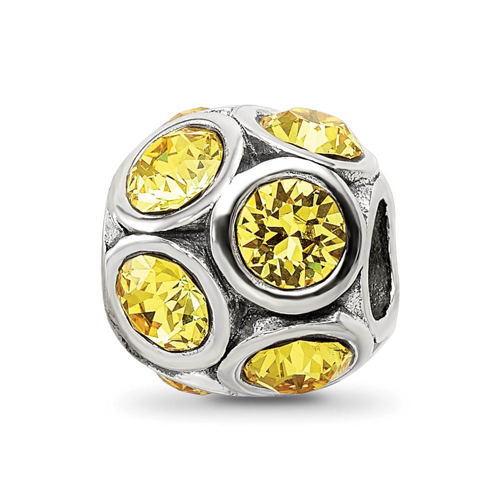 Sterling Silver with Yellow Crystals November Bubble Bead Charm