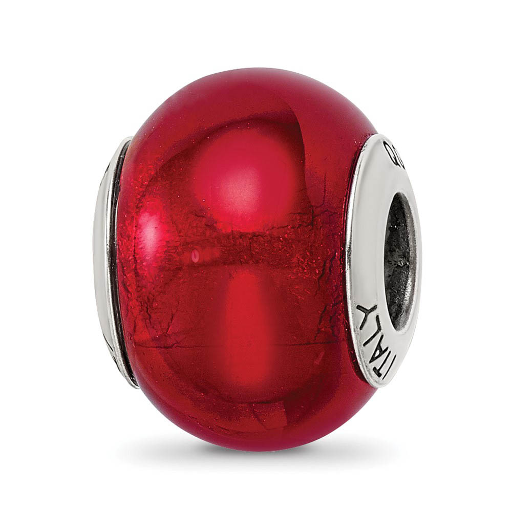 Red Italian Murano Glass & Sterling Silver Bead Charm