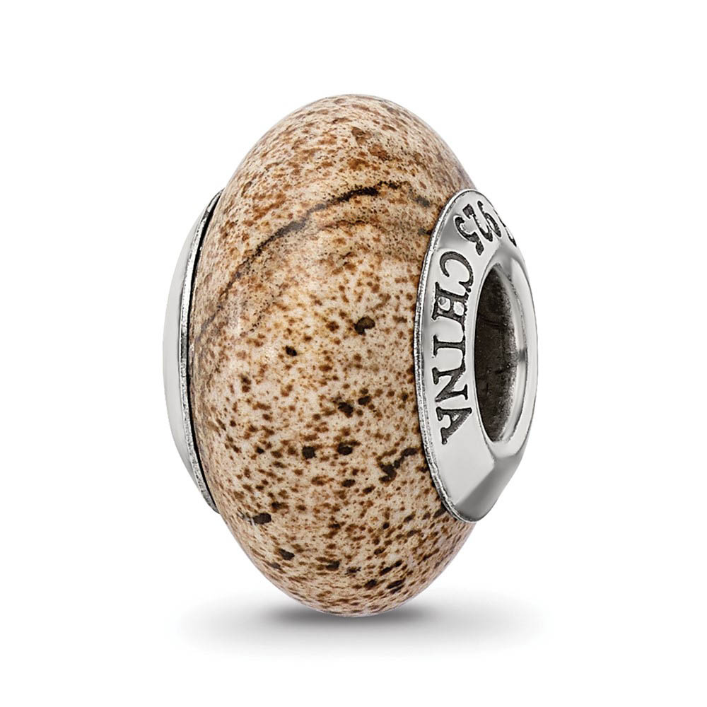 Natural Picture Jasper & Sterling Silver Bead Charm