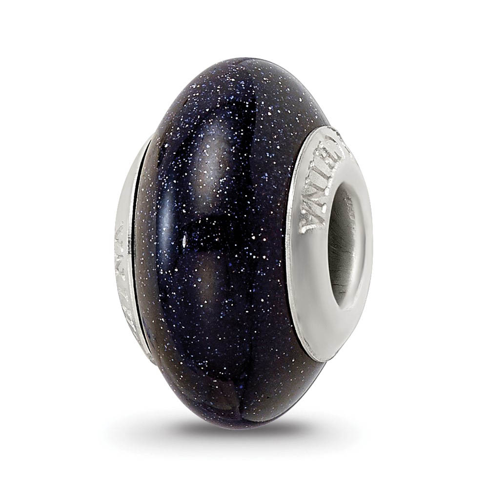 Natural Blue Sand Stone & Sterling Silver Bead Charm
