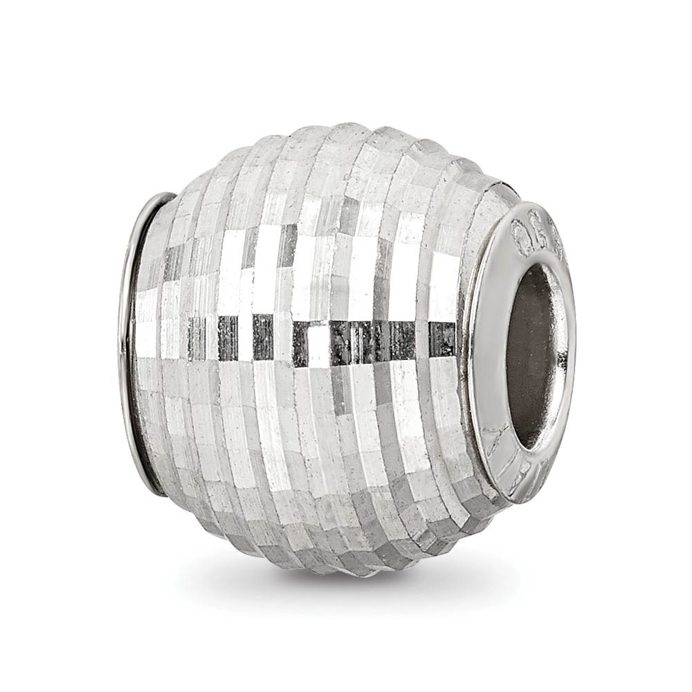 Polished Diamond Cut Sterling Silver Bead Charm