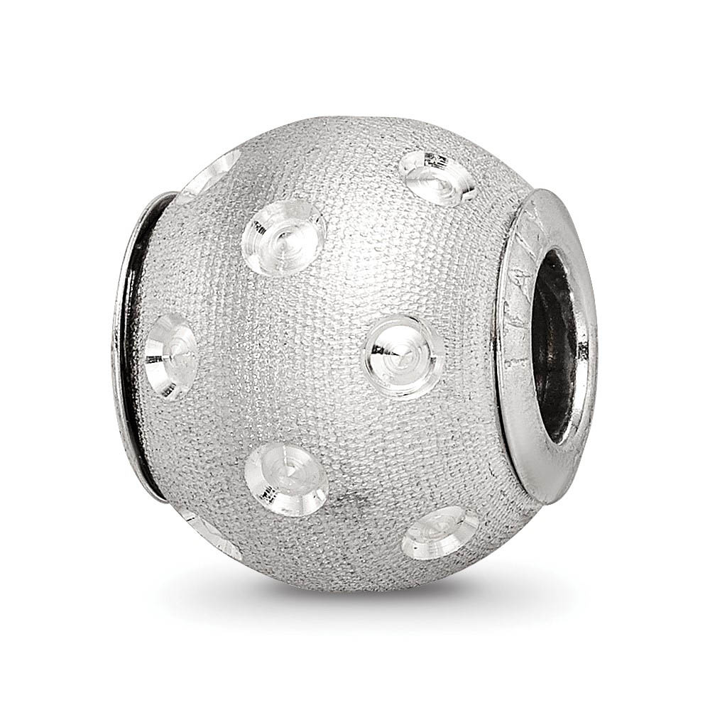 Textured & Diamond Cut Spotted Sterling Silver Bead Charm