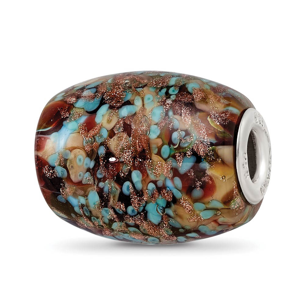 Fenton Multicolor Desert Sunset Glass & Sterling Silver Bead Charm
