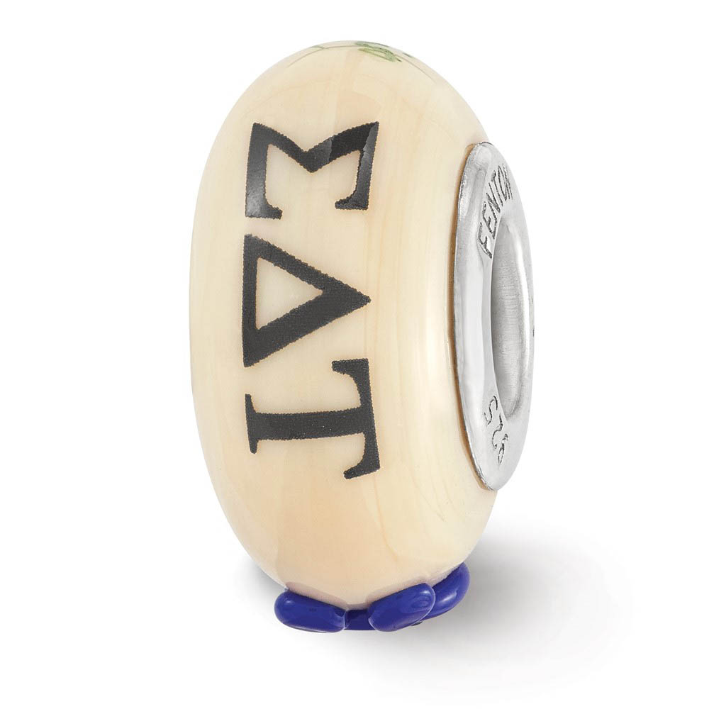Fenton Hand Painted Sigma Delta Tau Glass & Sterling Silver Bead Charm
