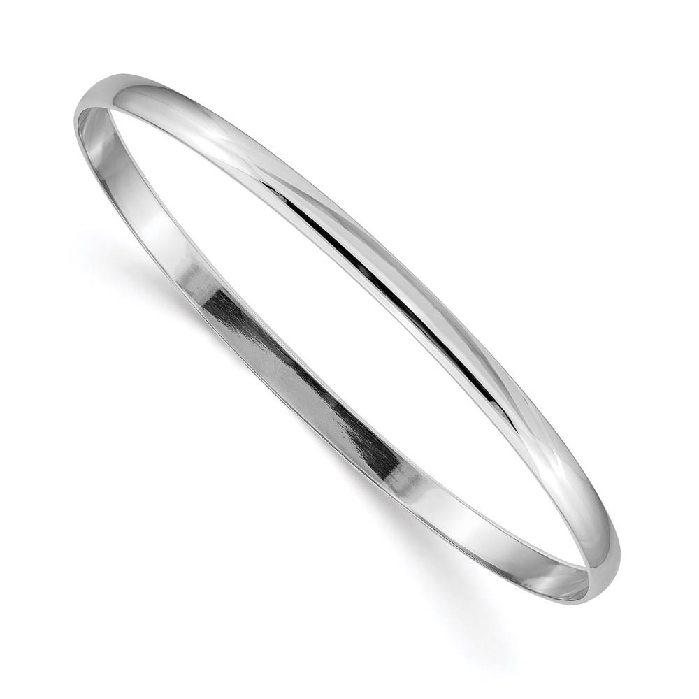 4mm 14k White Gold Polished Half Round Solid Bangle Bracelet