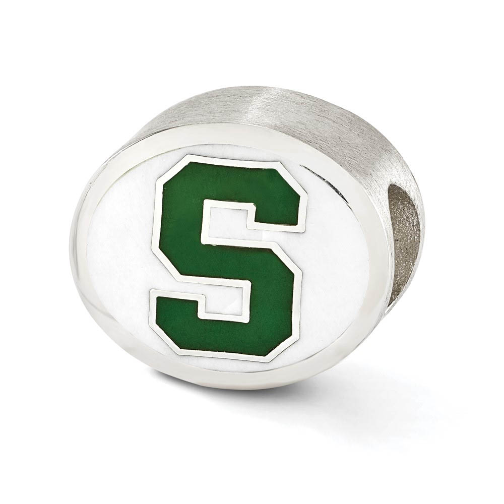 Sterling Silver & Enamel Michigan State University Collegiate Bead