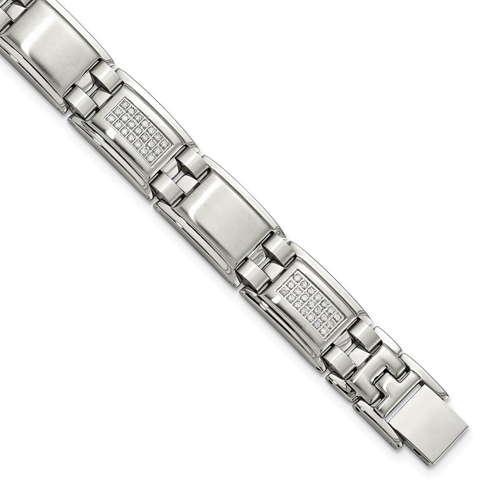 Men&#039;s 13mm Stainless Steel &amp; 3/4 Ctw Diamond Link Bracelet, 8.75 Inch