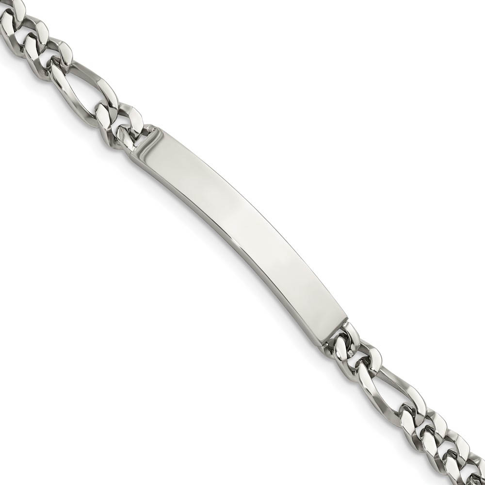 Men&#039;s 7mm Polished Stainless Steel Figaro Link I.D. Bracelet, 8.25 In.