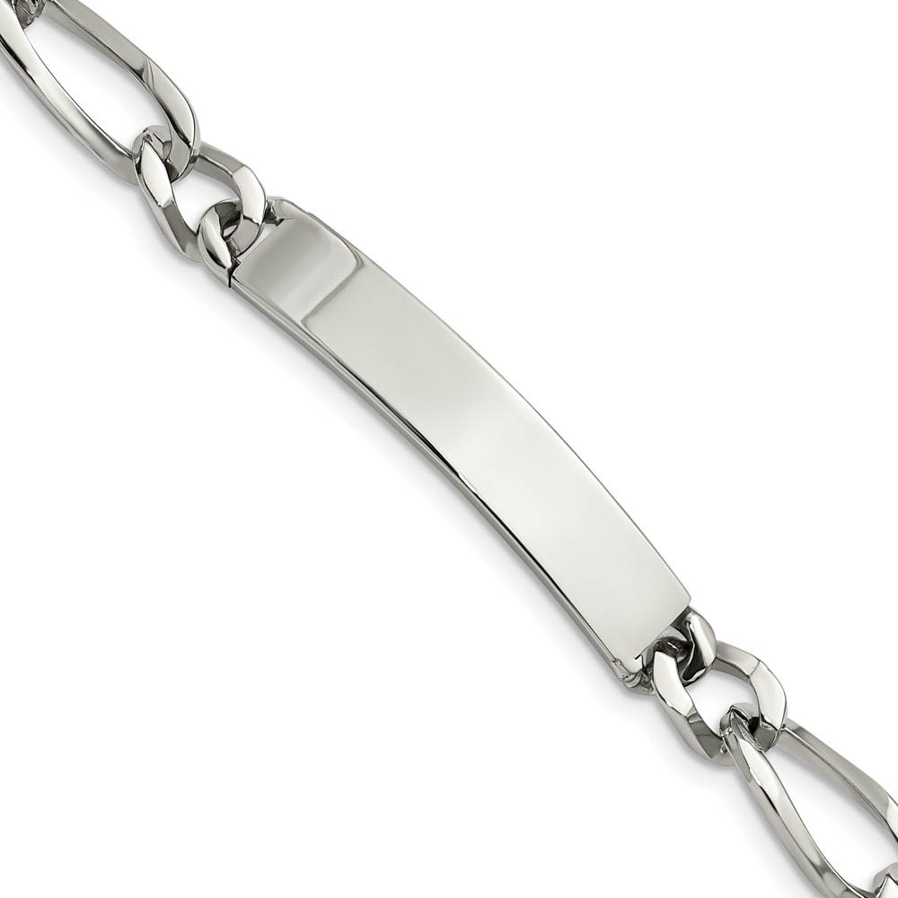 Men&#039;s 9mm Polished Stainless Steel Figaro Link I.D. Bracelet, 9.25 In.