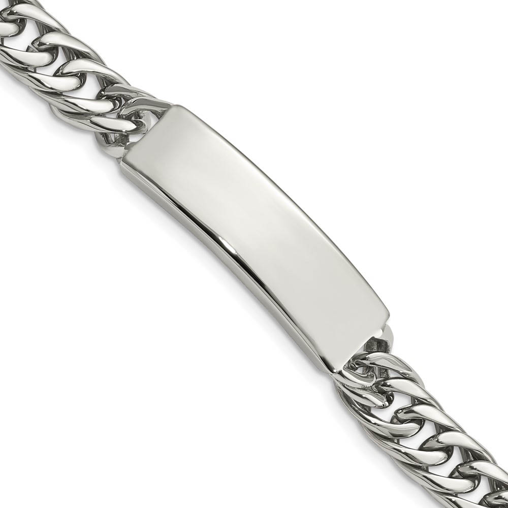 Men&#039;s 12mm Stainless Steel Curb Link I.D. Bracelet, 8.5 Inch