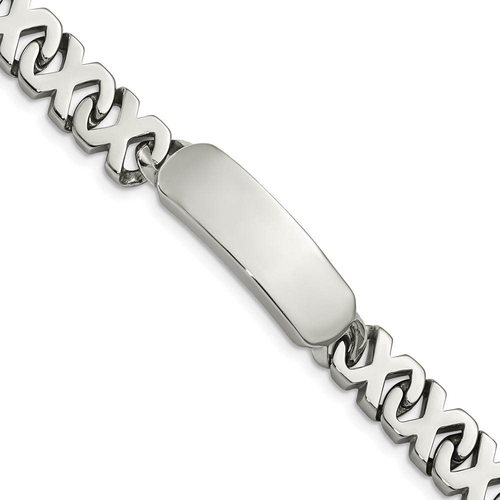 Men&#039;s 10mm Polished Stainless Steel X Link I.D. Bracelet, 8.25 Inch