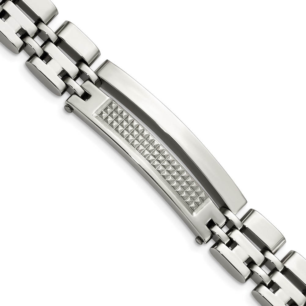 Men&#039;s Stainless Steel 15mm Brushed &amp; Polished Link Bracelet, 8.5 Inch