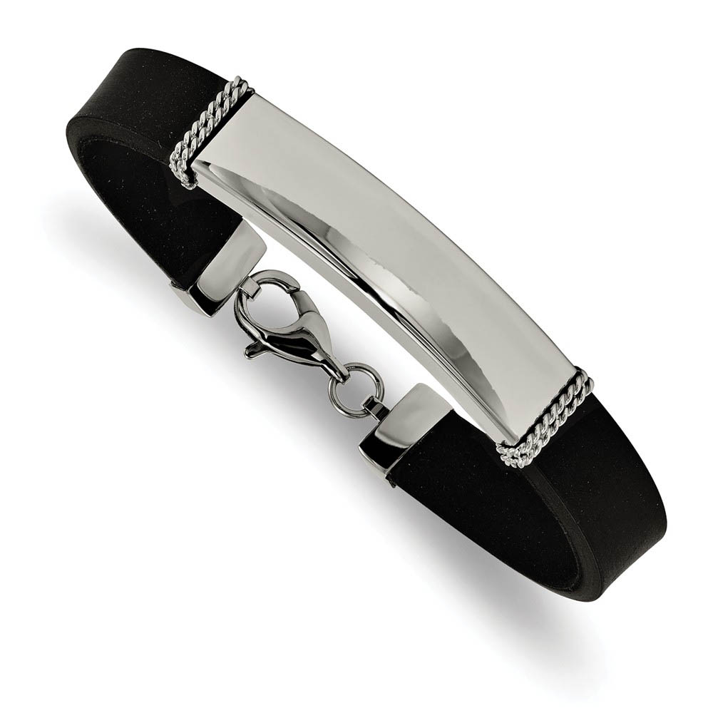 9mm Black Rubber & Stainless Steel I.D. Bracelet