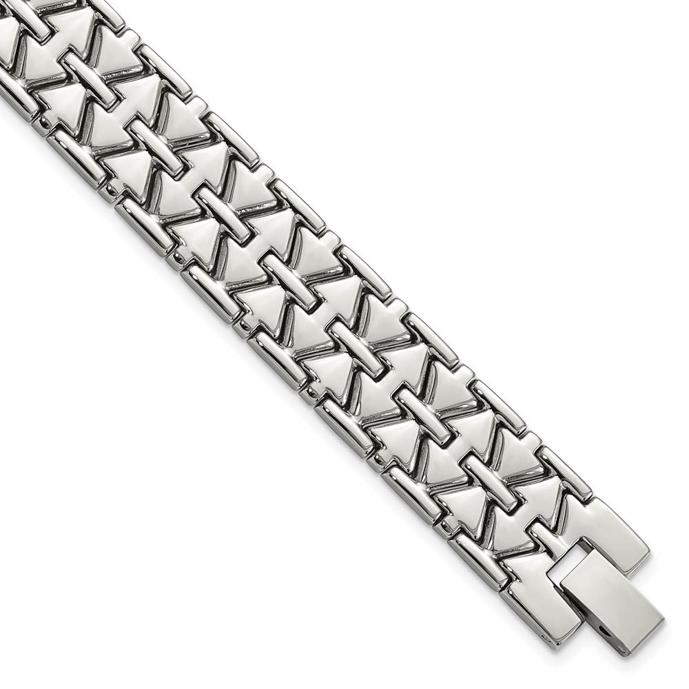 Men's 15mm Polished Stainless Steel Aztec Link Bracelet