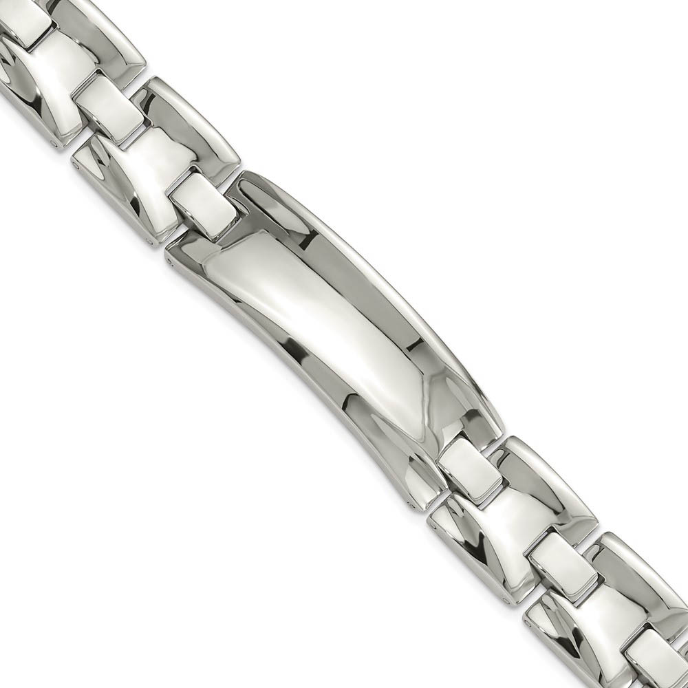 Men's 15mm Stainless Steel Rippled I.D. Link Bracelet