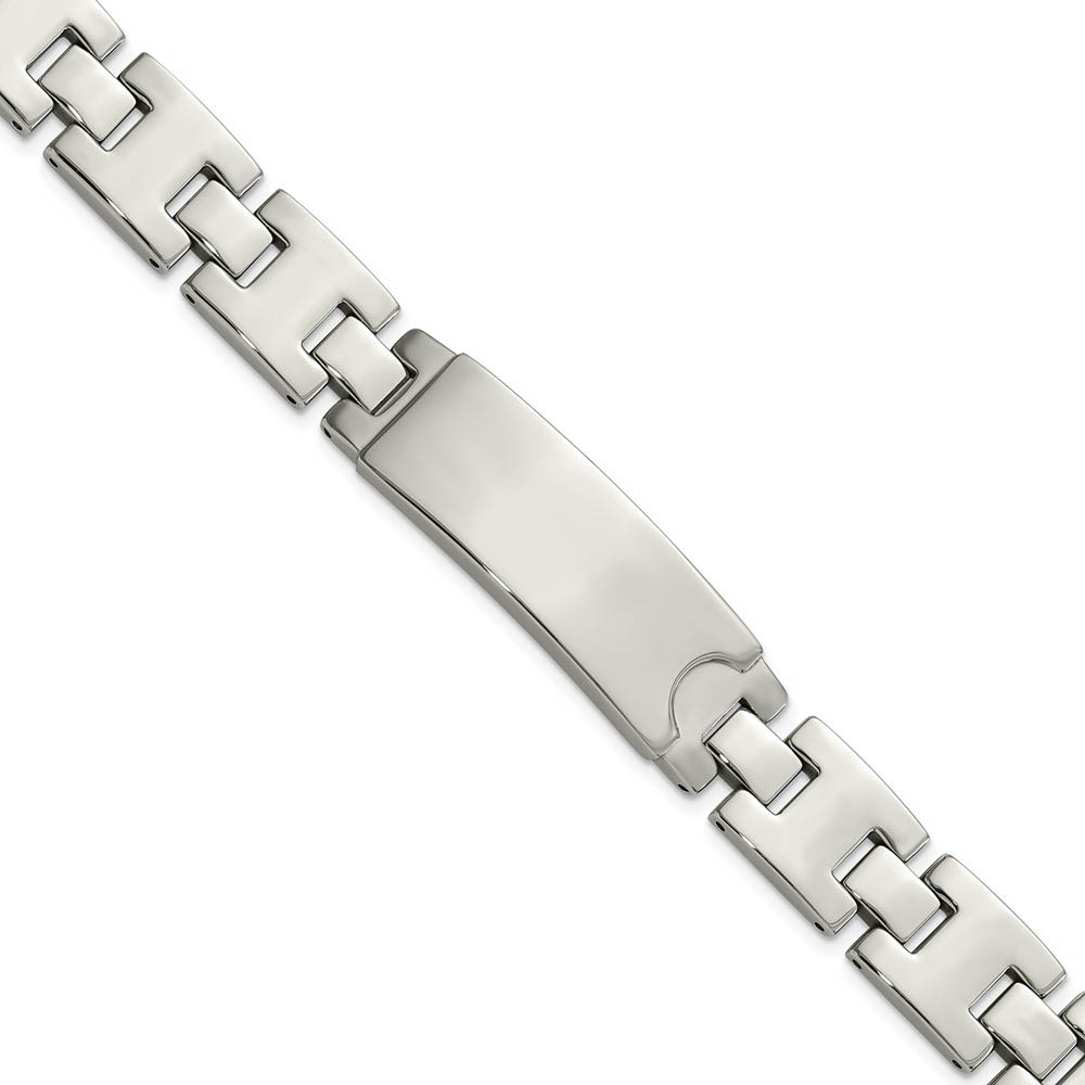 Men's 12mm Polished Stainless Steel I.D. Link Bracelet
