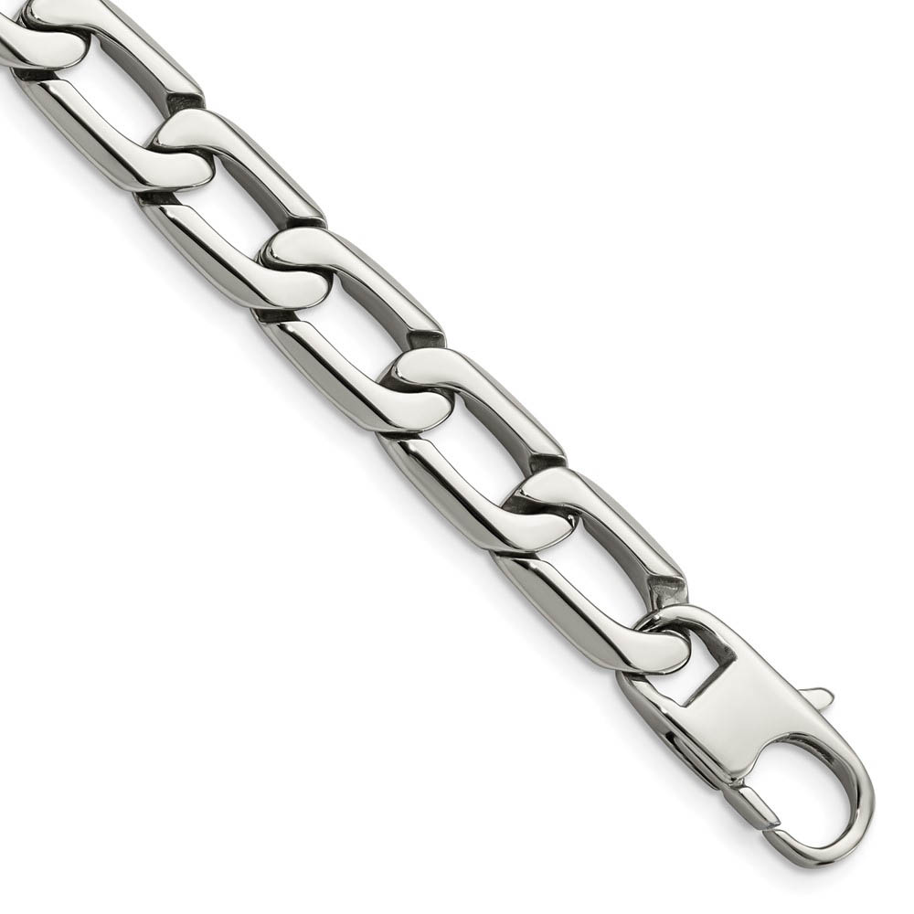 Men's 11mm Stainless Steel Open Square Curb Chain Bracelet