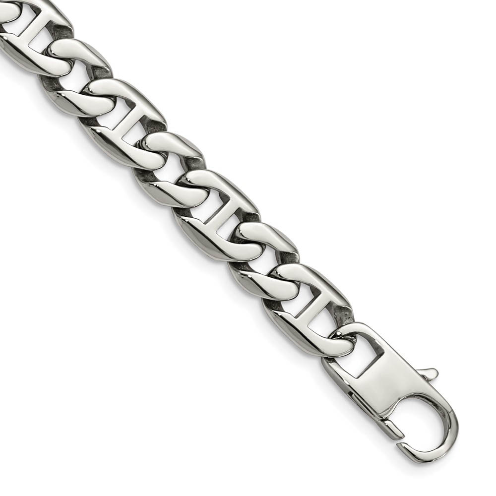 Men's 9mm Stainless Steel Oval and Anchor Chain Bracelet