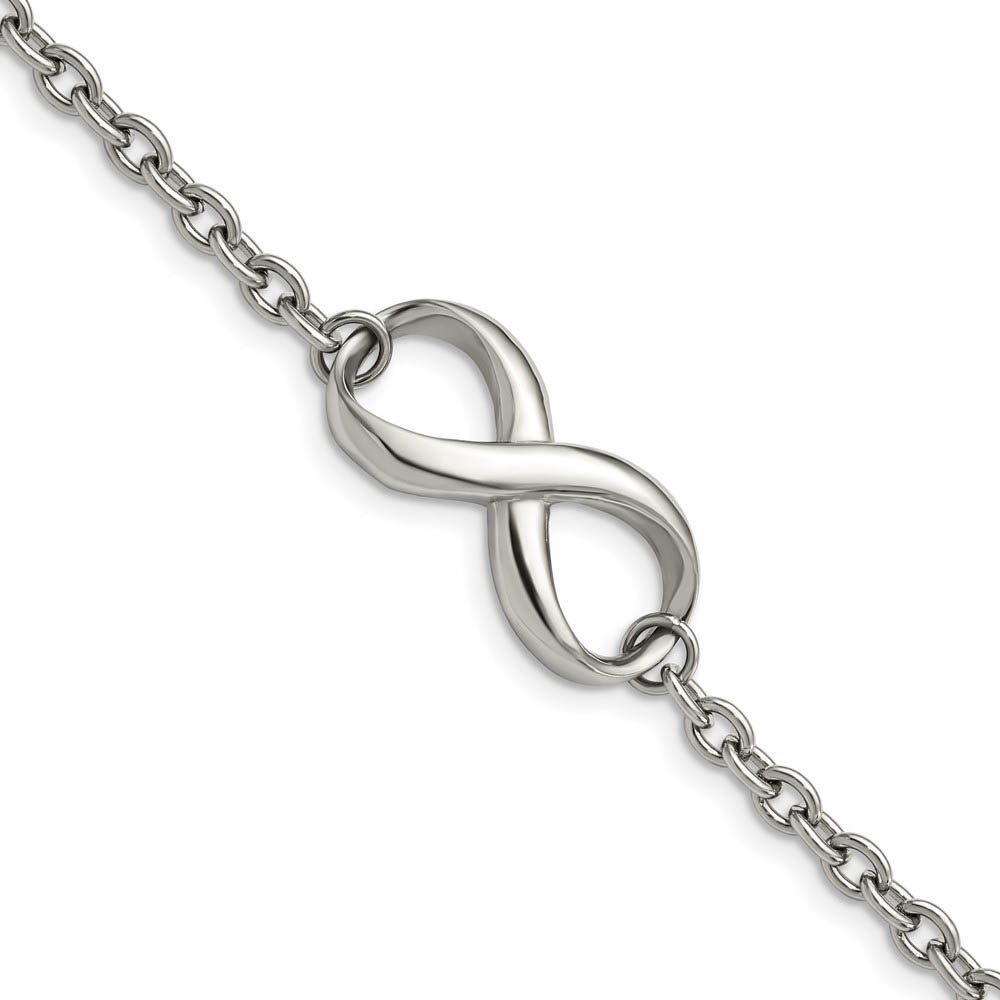 Infinity Symbol Cable Chain Bracelet in Stainless Steel, 7.5 Inch