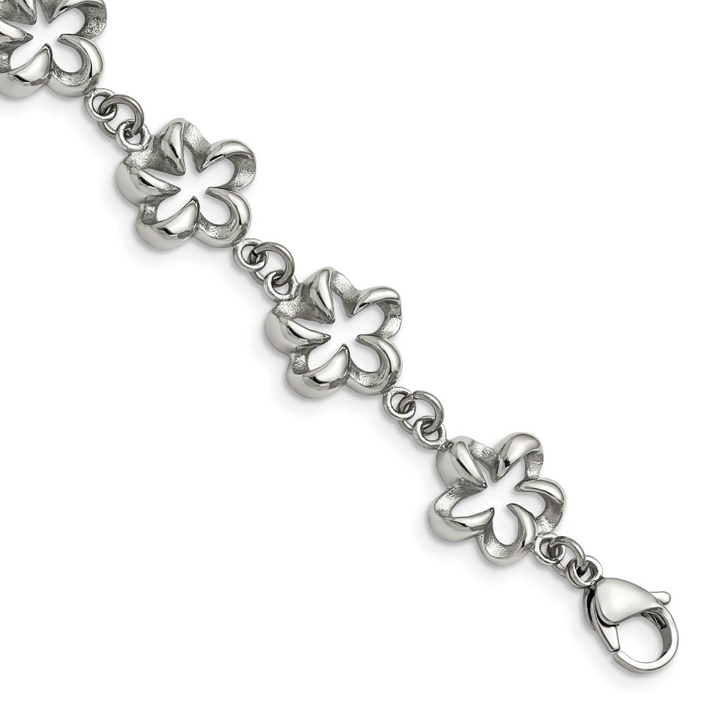 13mm Stainless Steel Looped Petal Flower Link Bracelet