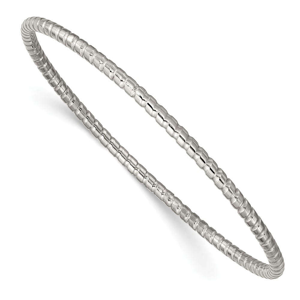 3mm Stainless Steel Polished Textured Bangle Bracelet