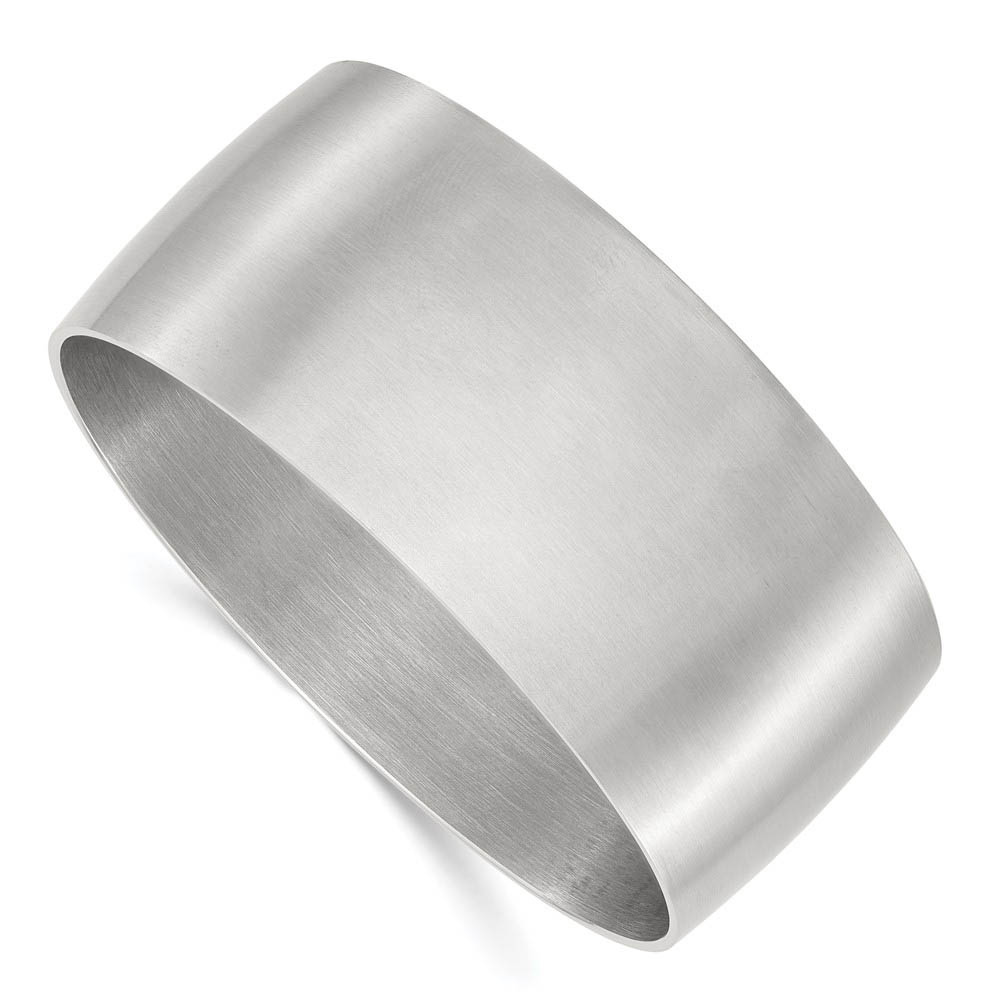 33mm Stainless Steel Brushed Slightly Domed Bangle Bracelet