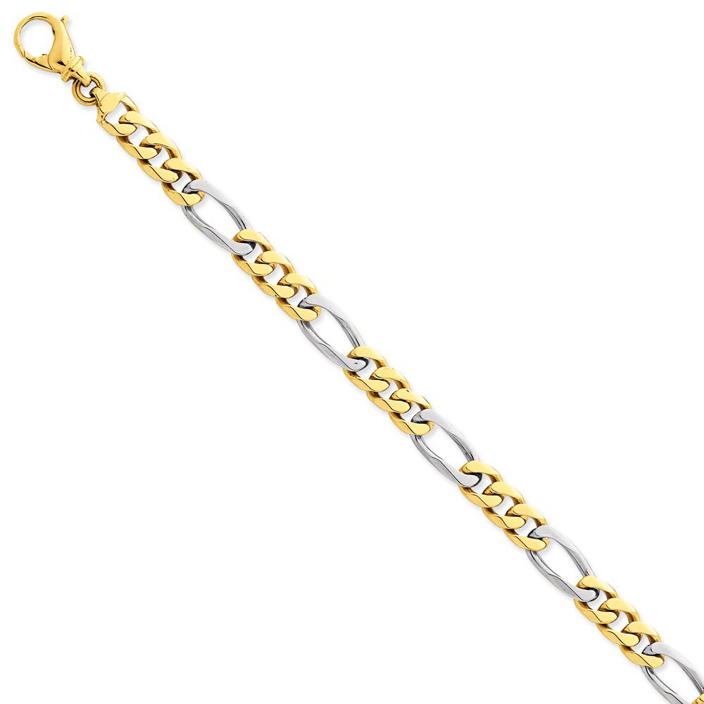 Men&#039;s 14k Yellow &amp; White Gold 7.85mm Figaro Chain Bracelet