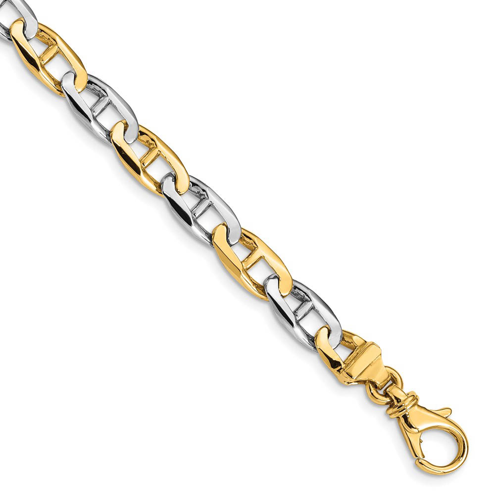 6.5mm 14k Two Tone Gold Polished Anchor Link Bracelet
