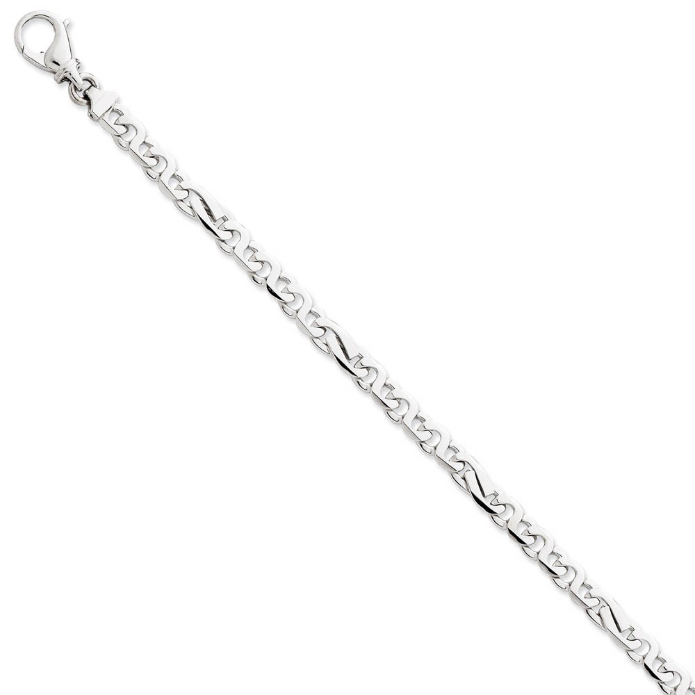 5.65mm 14k White Gold Polished &amp; Satin Fancy Link Chain Bracelet