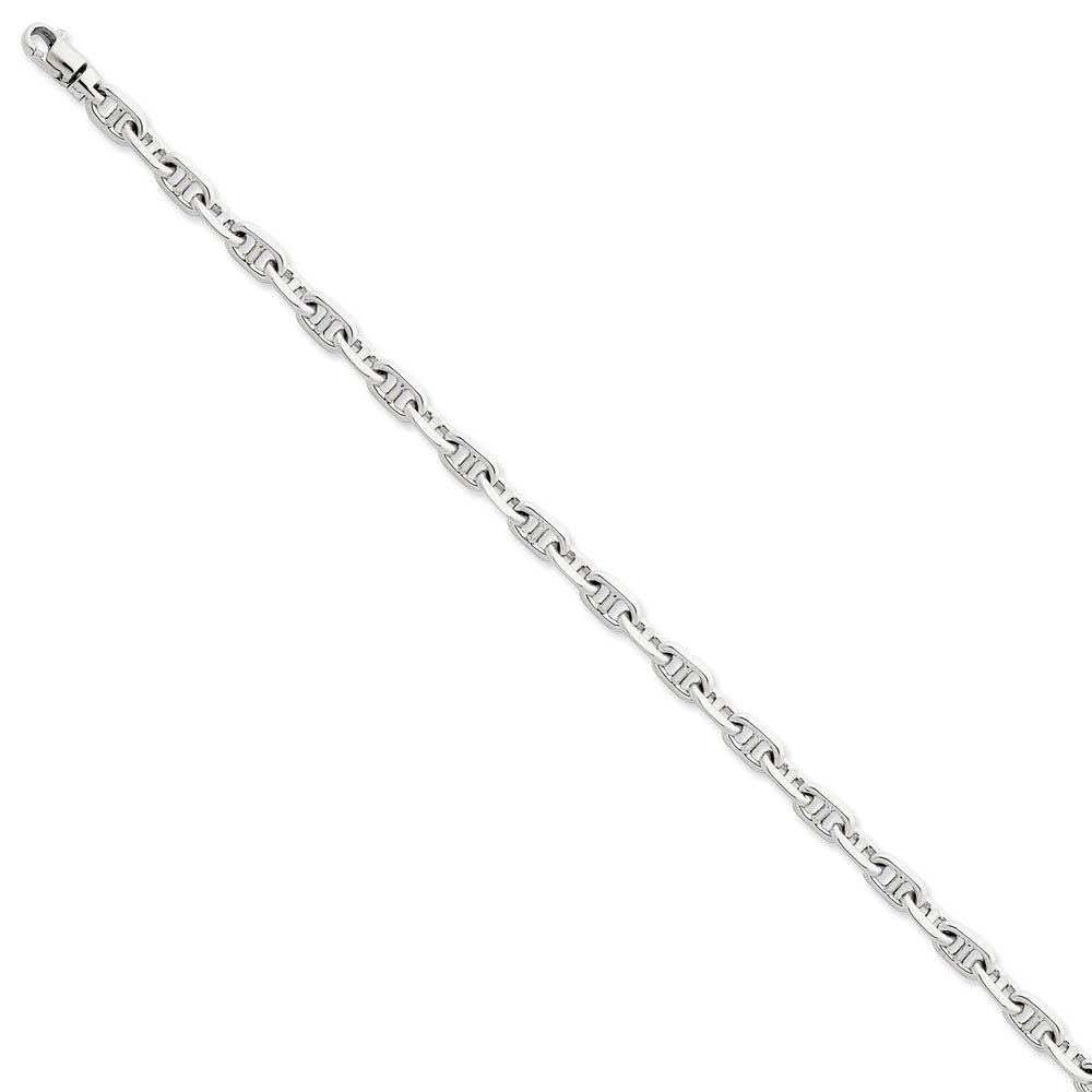 14k White Gold 5mm Fancy Anchor Link Chain Bracelet