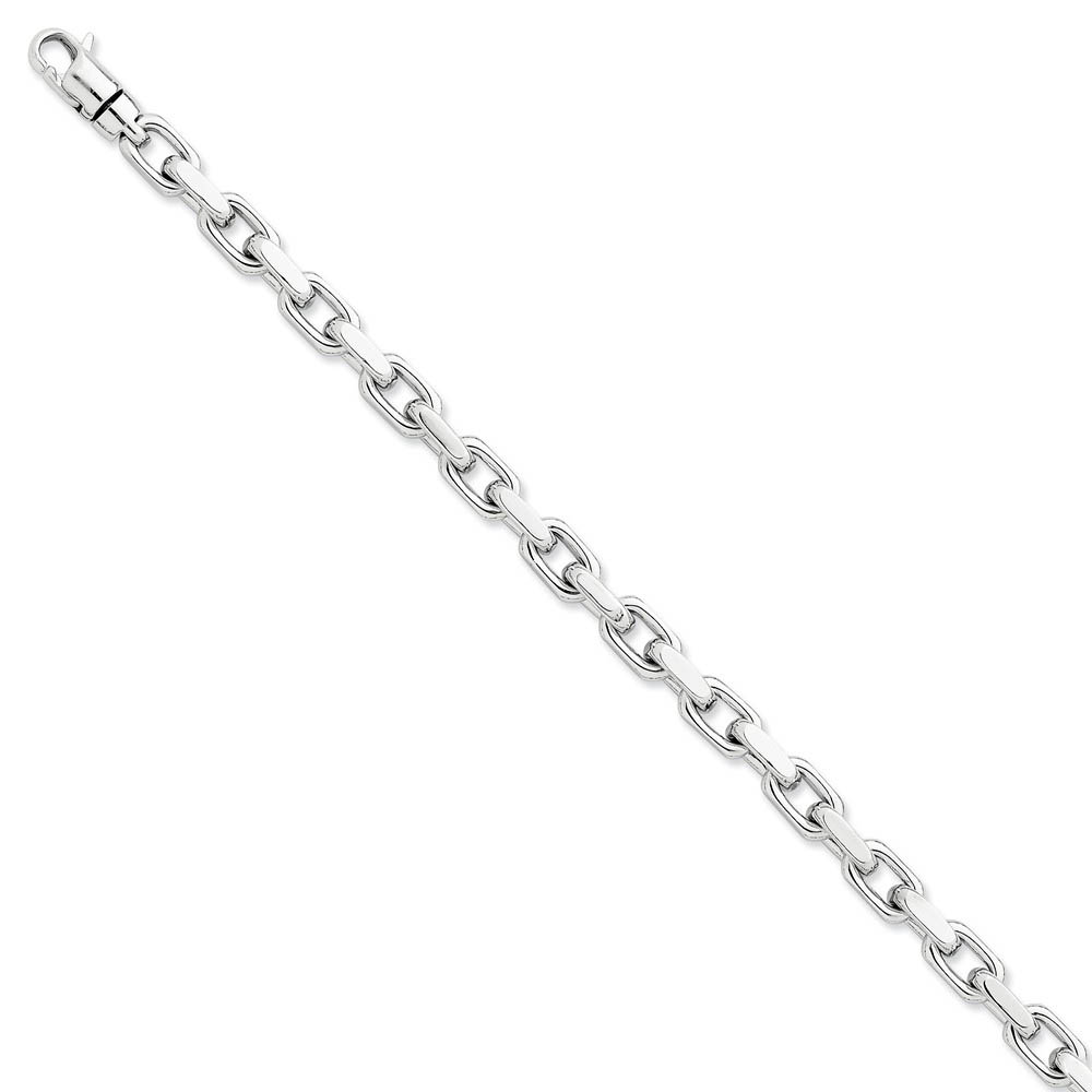 6.2mm 14k White Gold Polished Fancy Cable Chain Bracelet