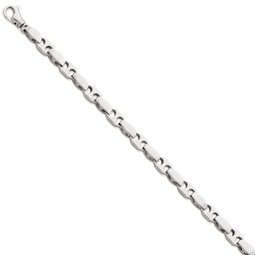 Men&#039;s 6.75mm 14k White Gold Fancy Anchor Link Chain Bracelet