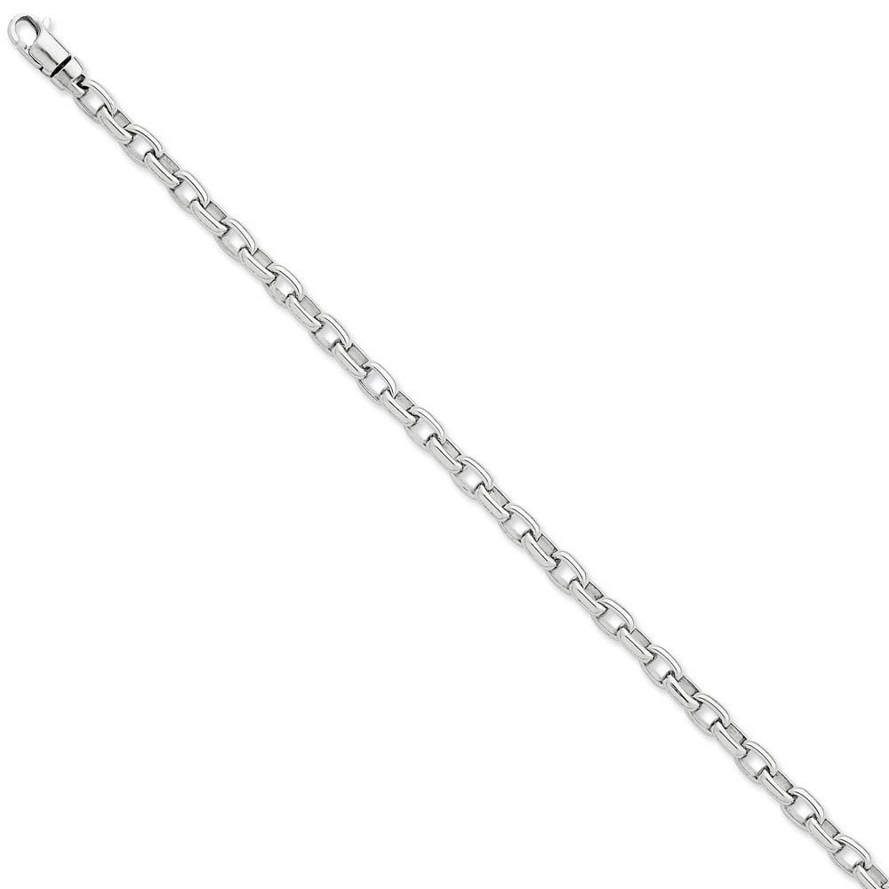 5mm 14k White Gold Solid Oval Link Chain Bracelet