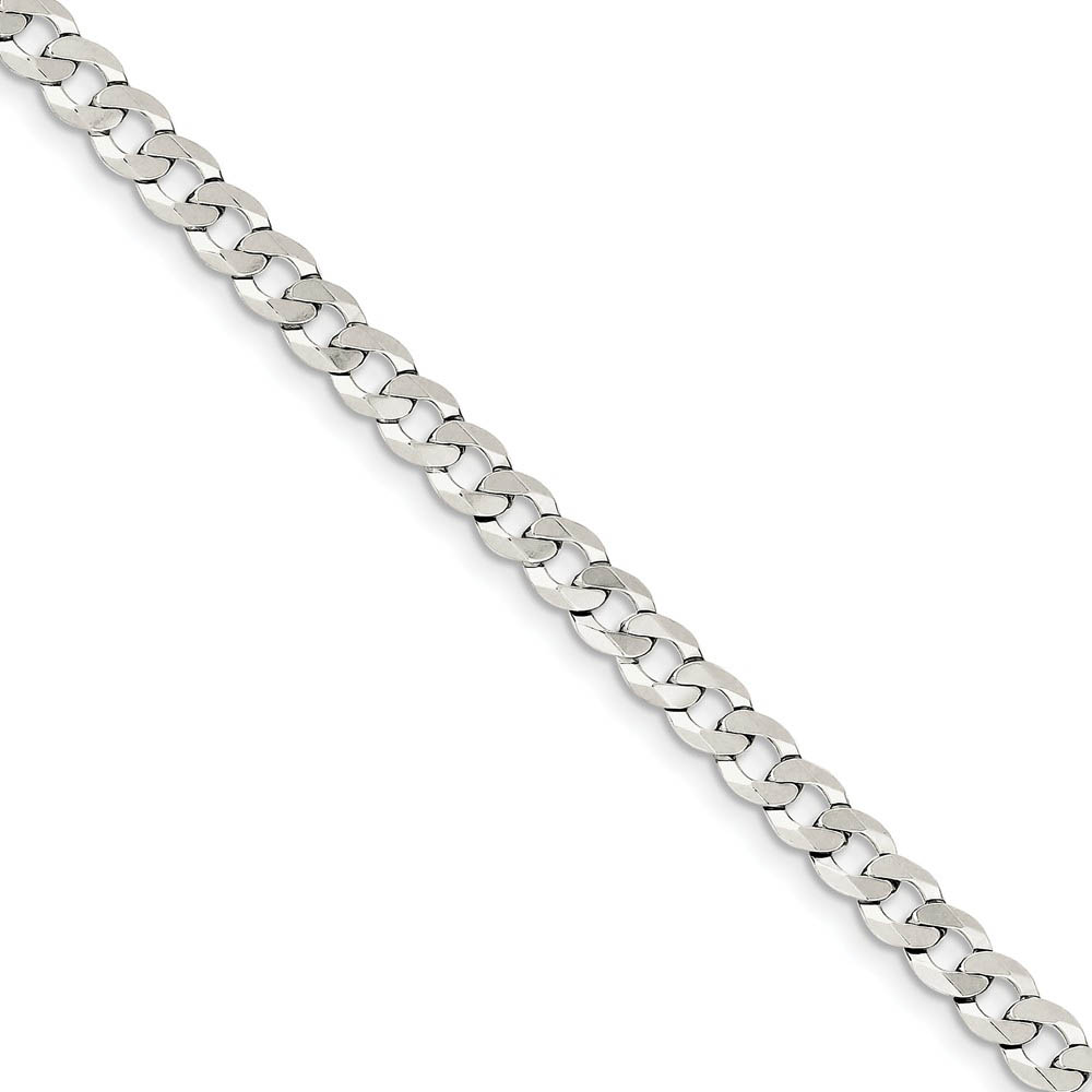 5.75mm Sterling Silver Solid Flat Curb Chain Bracelet