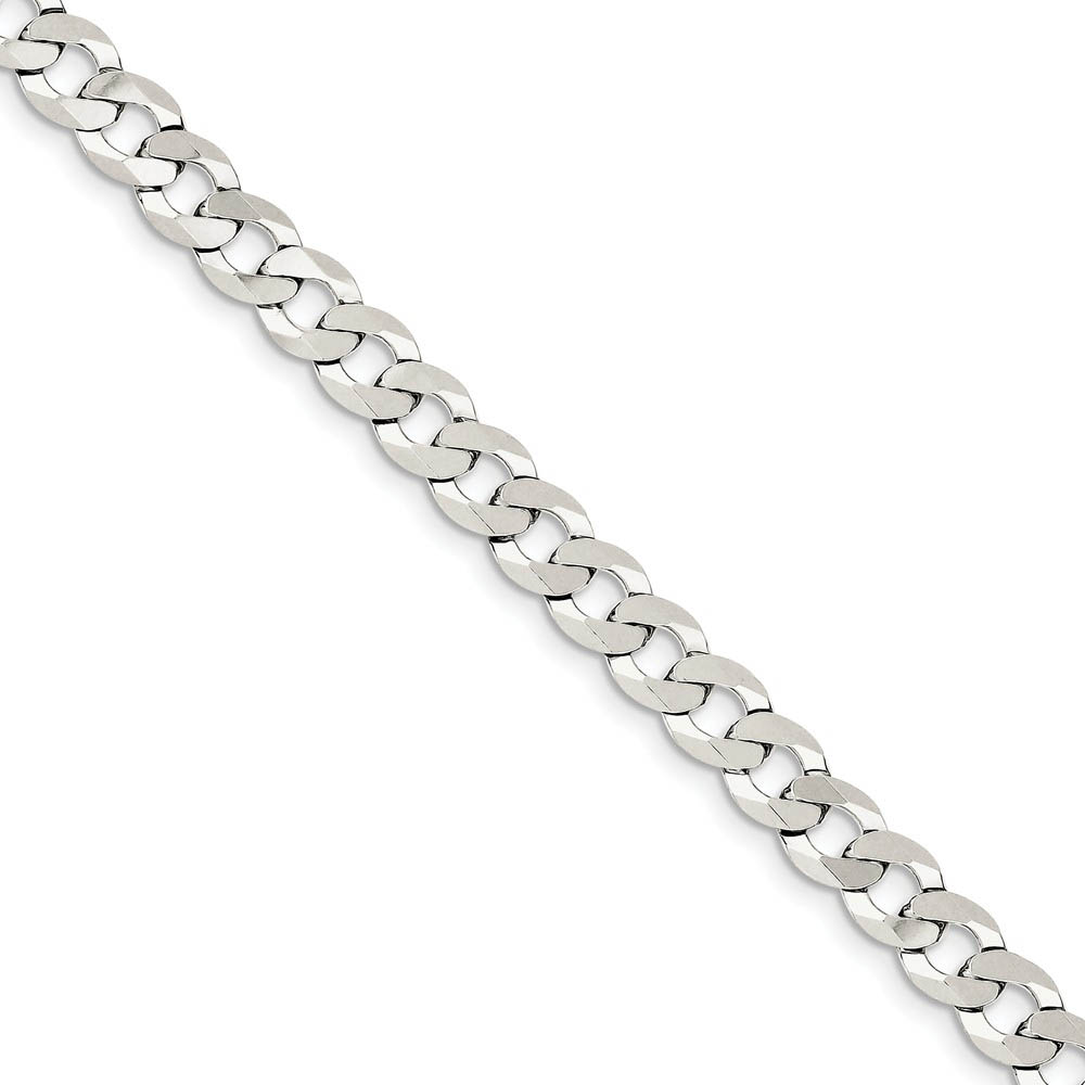 6.8mm Sterling Silver Solid Flat Curb Chain Bracelet