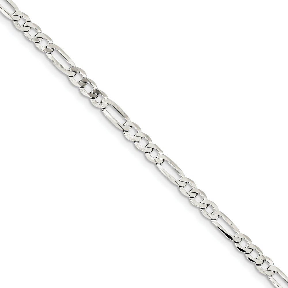 4.5mm Sterling Silver Flat Figaro Chain Bracelet, 7 Inch