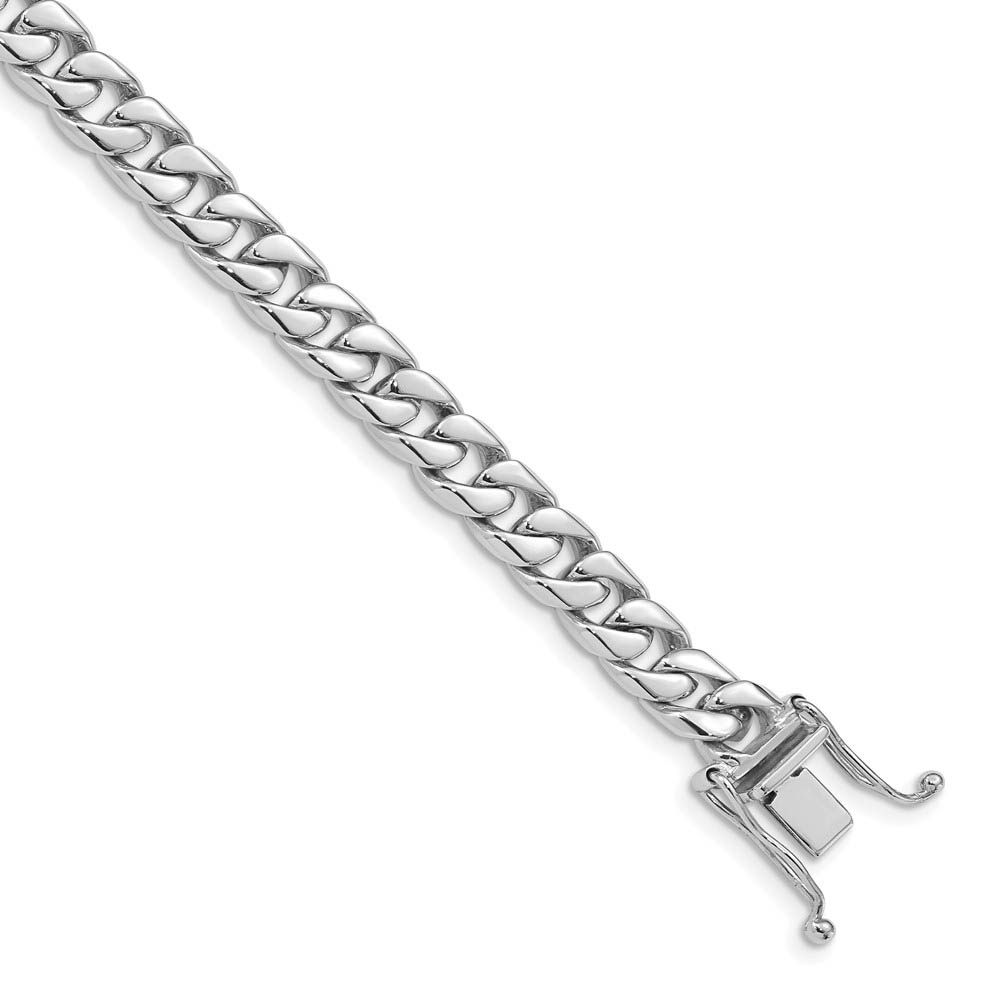 6mm 14k White Gold Solid Curb Link Chain Bracelet