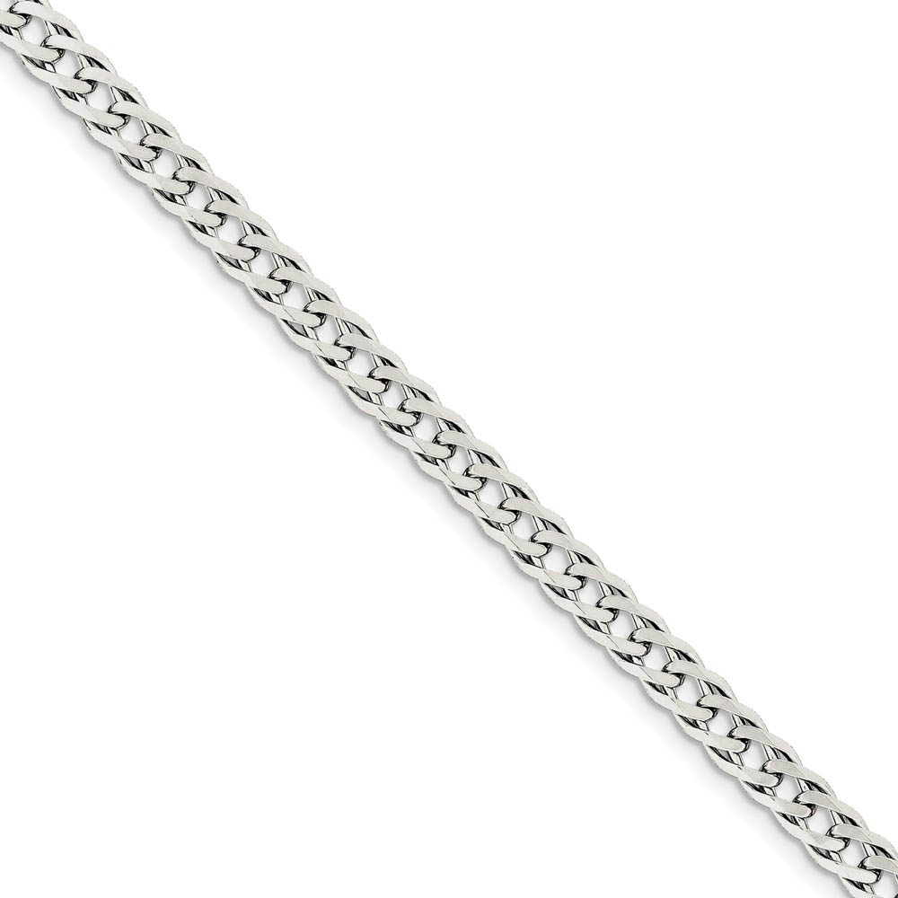 6.25mm Sterling Silver D/C Rambo Flat Curb Chain Bracelet - 7 Inch