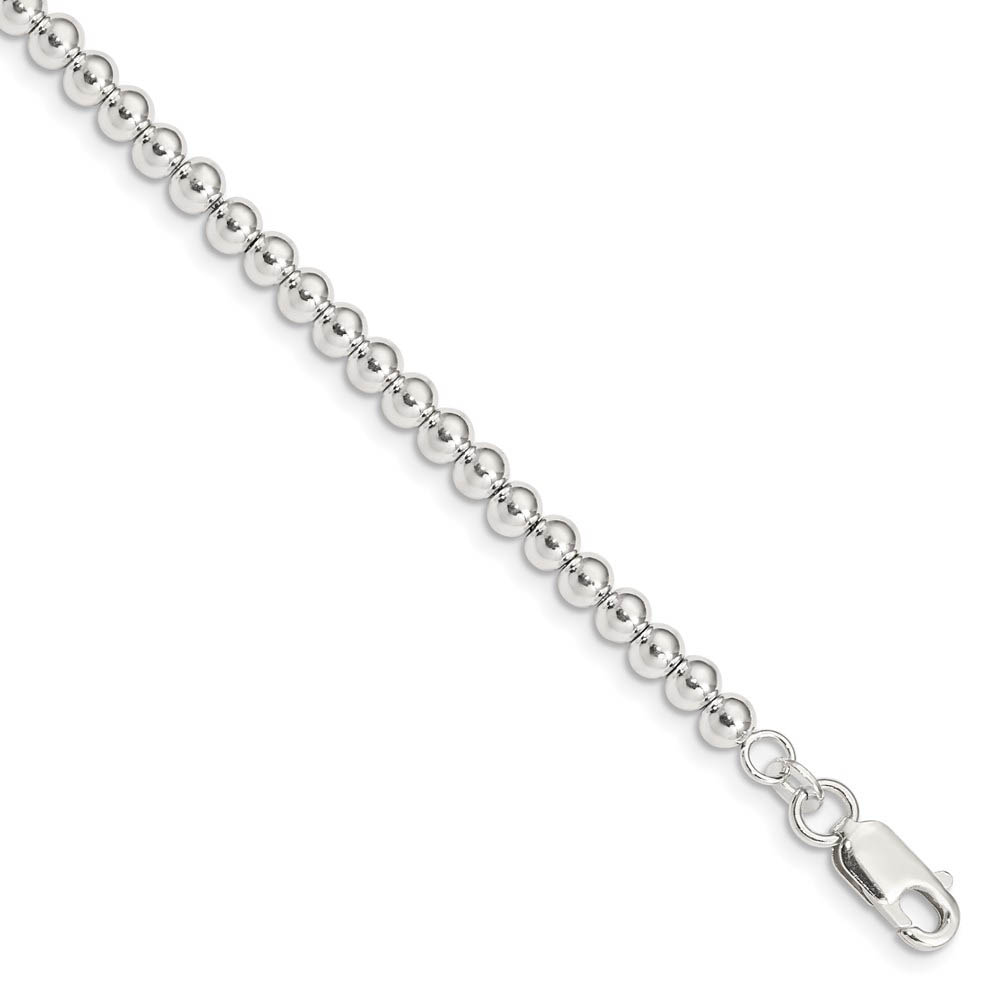 Children's Sterling Silver 4mm Polished Bead Chain Bracelet, Inch