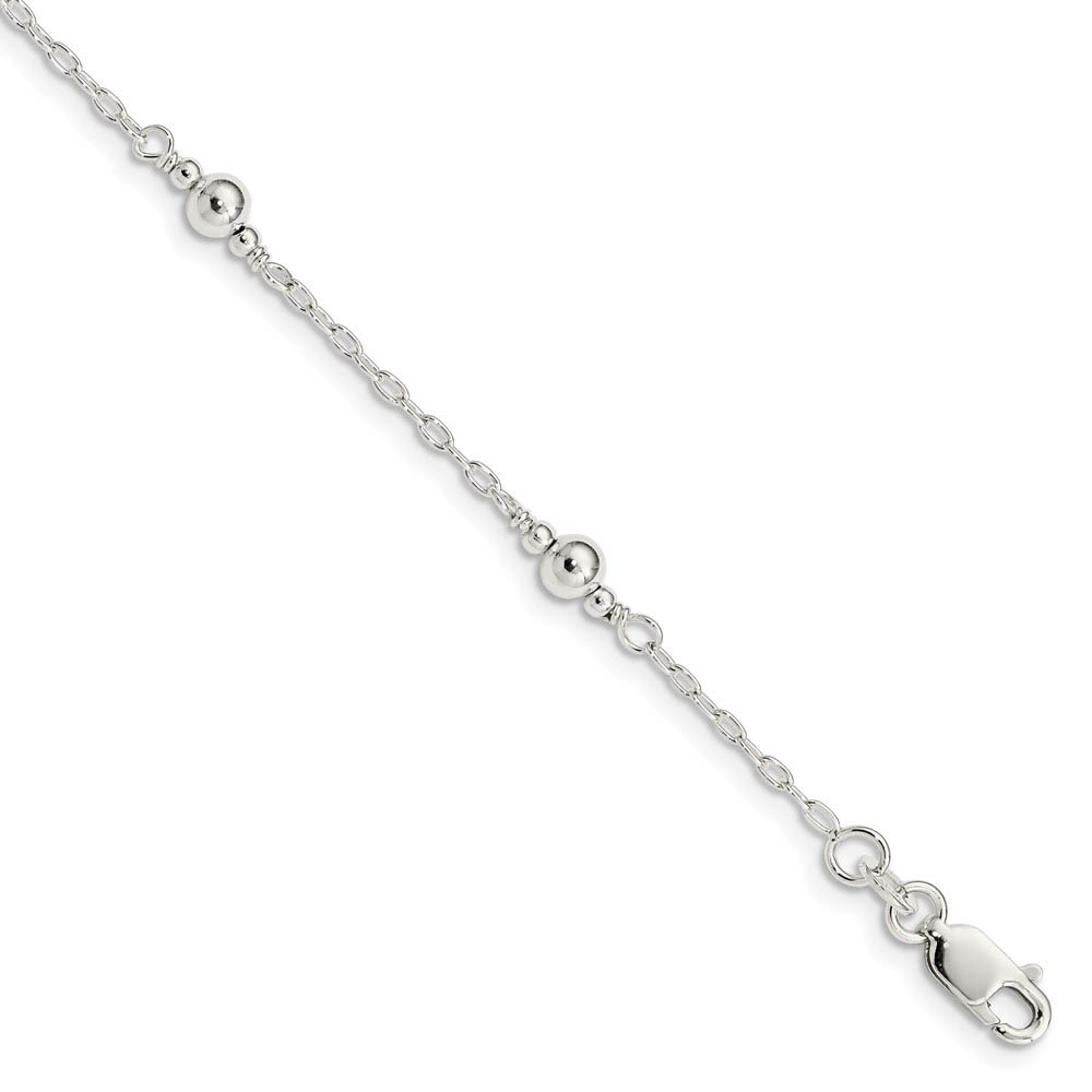 Children's Sterling Silver Fancy Bead & Cable Chain Bracelet