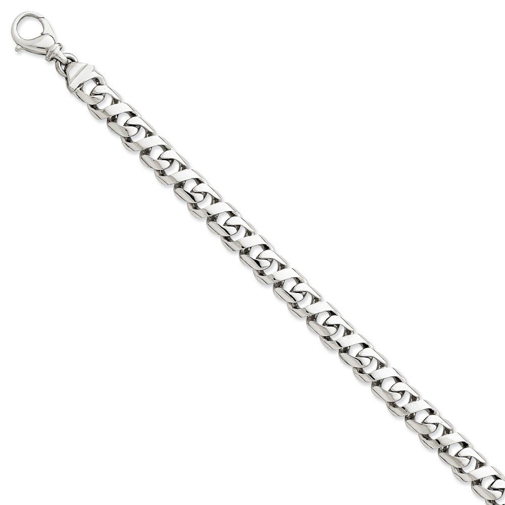 Mens 8.75mm 14k White Gold Polished Figure 8 Link Bracelet